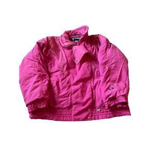 Vintage Fera Hot Pink Down Puffer Ski Jacket Women‎ Size 16 Retro 80s 90s Zip Up